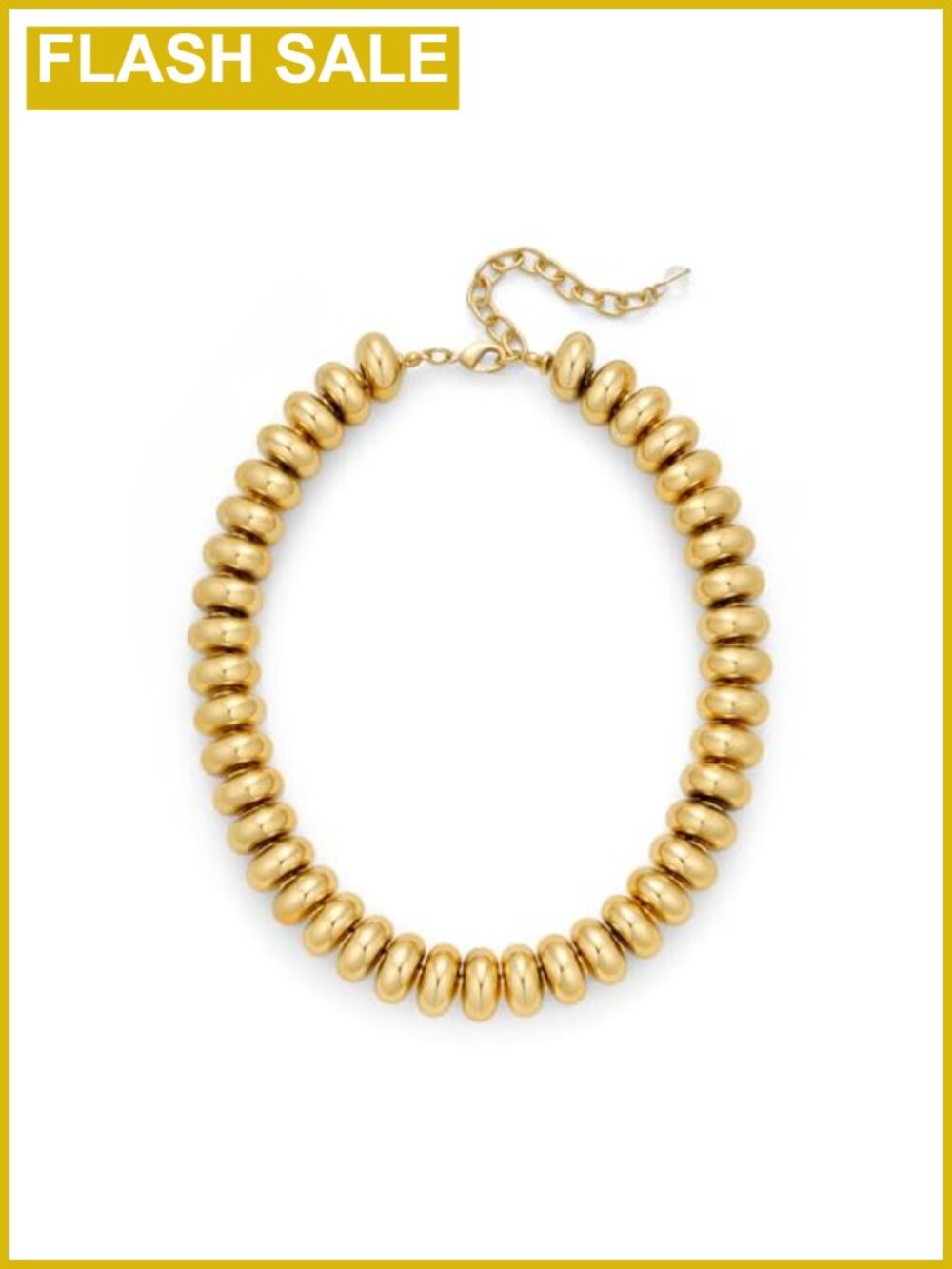 Chunky Beaded Statement Necklace Adjustable Choker Polished Disc Beads